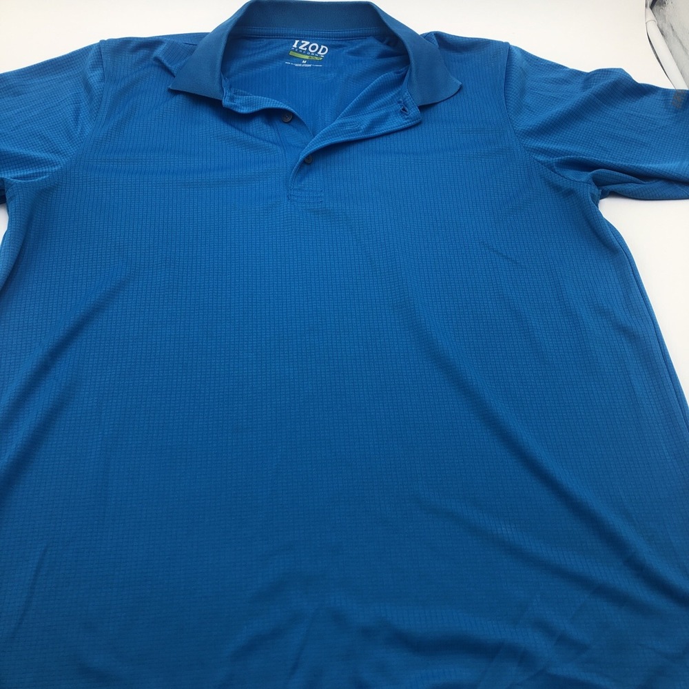 IZOD Golf Shirt Mens‎ Polo Size Medium Blue Polyester Perform X Preowned